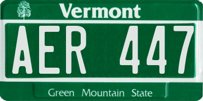 VT license plate AER447