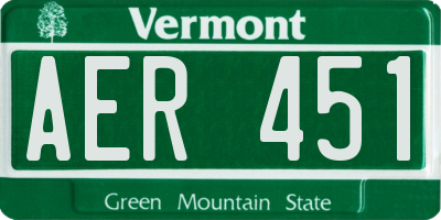 VT license plate AER451