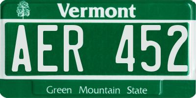 VT license plate AER452
