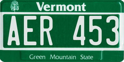 VT license plate AER453