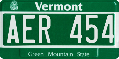 VT license plate AER454