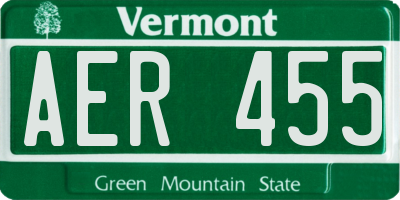 VT license plate AER455