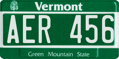 VT license plate AER456
