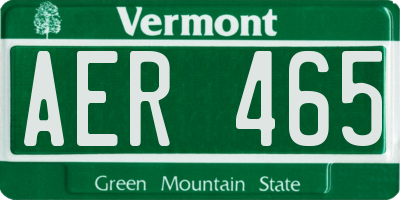 VT license plate AER465