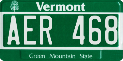 VT license plate AER468