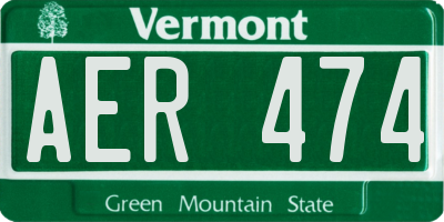 VT license plate AER474