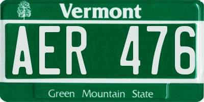 VT license plate AER476