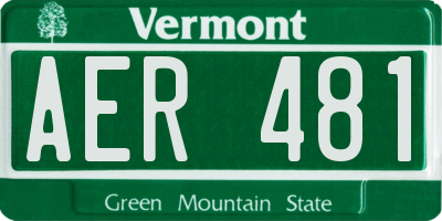 VT license plate AER481