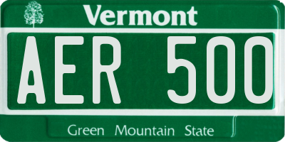 VT license plate AER500