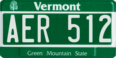 VT license plate AER512