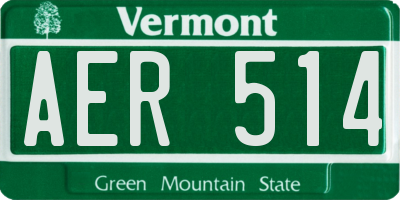 VT license plate AER514