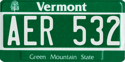 VT license plate AER532