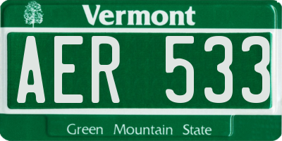 VT license plate AER533
