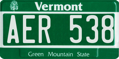 VT license plate AER538