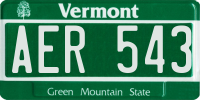 VT license plate AER543