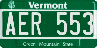 VT license plate AER553
