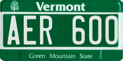 VT license plate AER600