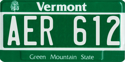 VT license plate AER612