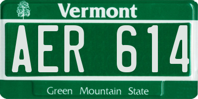 VT license plate AER614