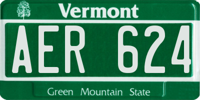 VT license plate AER624