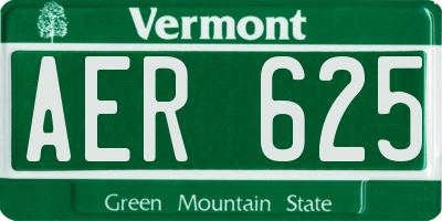 VT license plate AER625