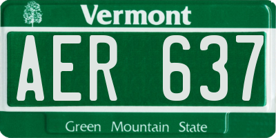 VT license plate AER637