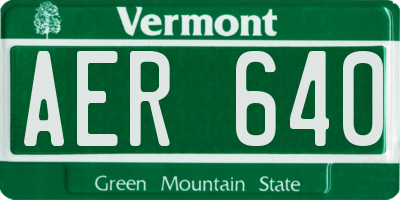 VT license plate AER640