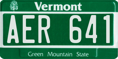 VT license plate AER641