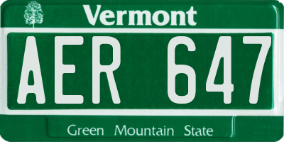 VT license plate AER647