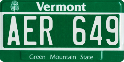 VT license plate AER649
