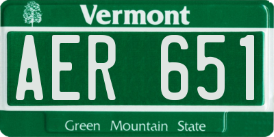 VT license plate AER651