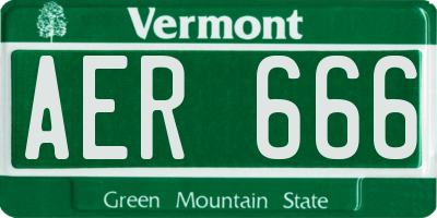 VT license plate AER666