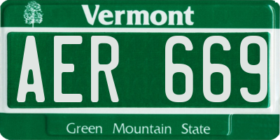 VT license plate AER669