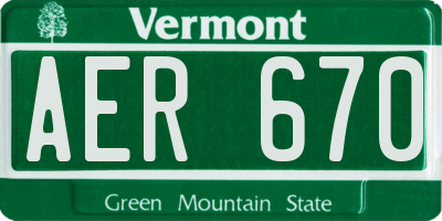 VT license plate AER670