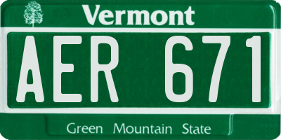 VT license plate AER671