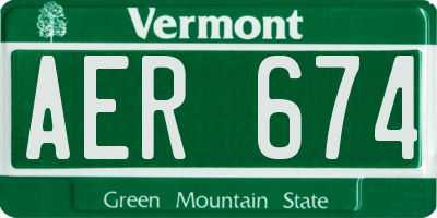 VT license plate AER674
