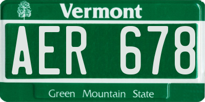 VT license plate AER678
