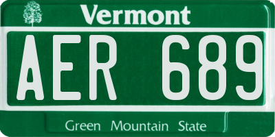 VT license plate AER689