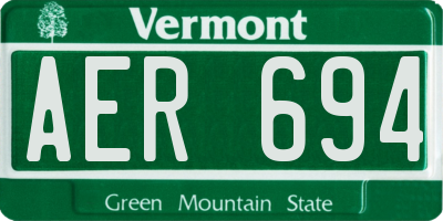 VT license plate AER694