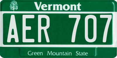 VT license plate AER707