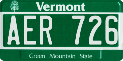 VT license plate AER726