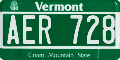 VT license plate AER728