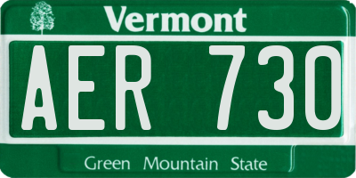 VT license plate AER730