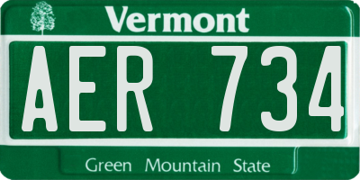 VT license plate AER734