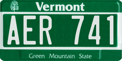 VT license plate AER741