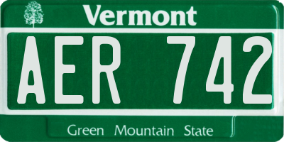 VT license plate AER742
