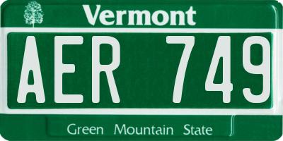 VT license plate AER749