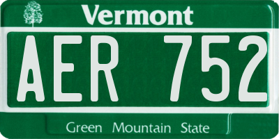 VT license plate AER752