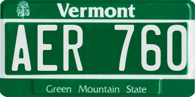 VT license plate AER760