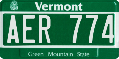 VT license plate AER774